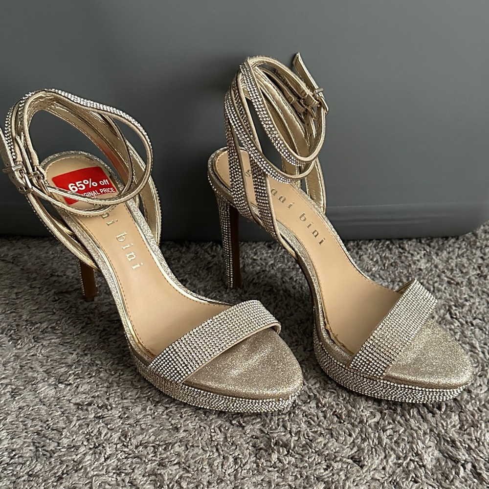 Gianni Bini Elegant Gold Strappy Heels